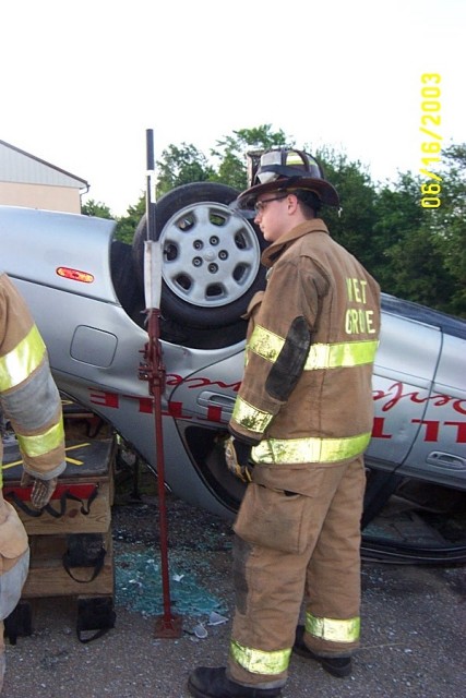 Firefighter Kevin Sweeney at stabilization training